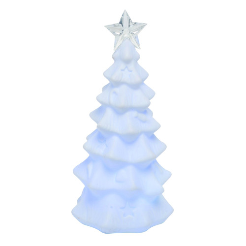 Set of 3 White Pre-Lit Colorful Tree Christmas Decors 10"