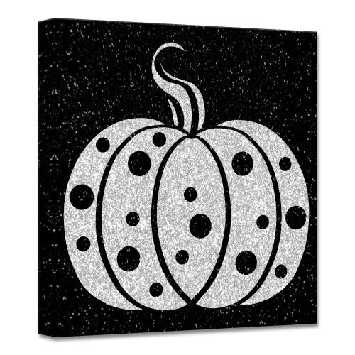 Black and Gray Glamoween Pumpkin II Canvas Halloween Wall Art Decor 12" x 12"