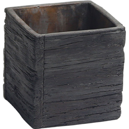 7.25" Brown Cement Cube Pot Planter