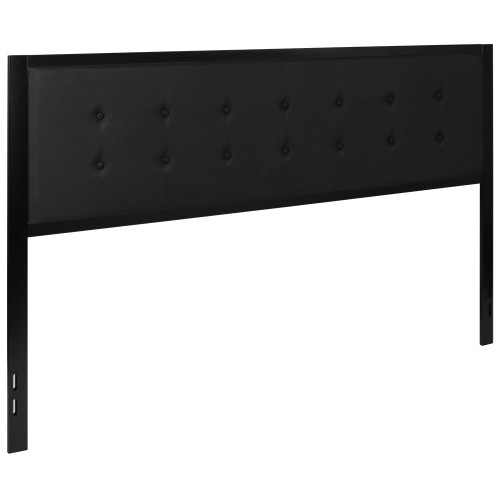 77" Charcoal Black Contemporary Button Tufted Headboard - King Size