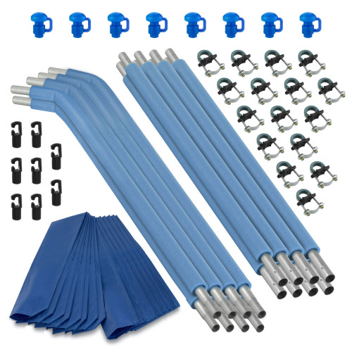 Set of 8 Blue Heavy- Duty Trampoline Enclosure Poles and Hardware 85.5"