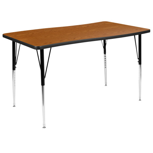47.5" Brown and Black Rectangular Wave Collaborative Activity Table