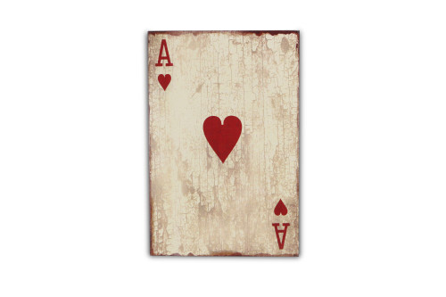 23.5" Ivory and Red Ace of Hearts Rectangular Wall Sign