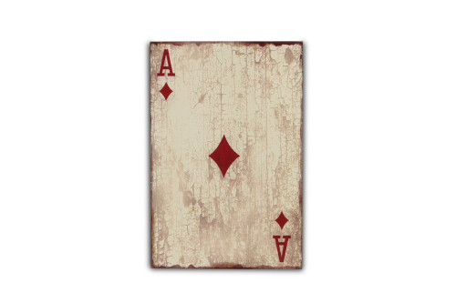 23.5" Ivory and Red Ace of Diamonds Rectangular Wall Sign