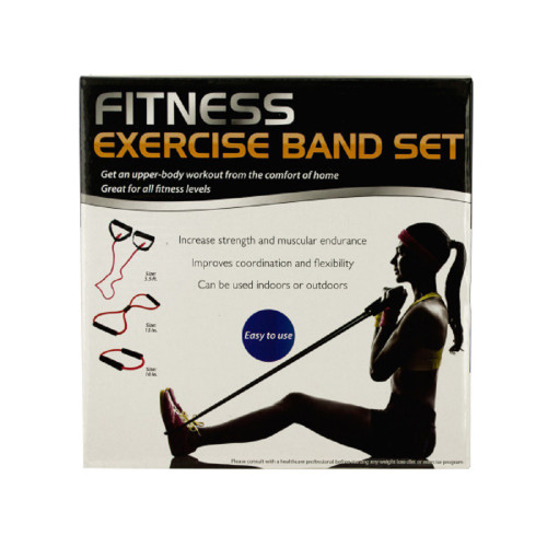 15" Black and Red Fitness Exercise Band Set with Storage Bag