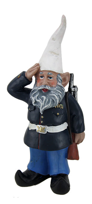 Saluting U.S. Marine Dress Blues Military Garden Gnome Statue 8 in x 4 in x 2.25 in