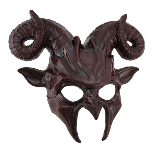 Red Ram Horns Demon Goat Man Half Face Costume Mask