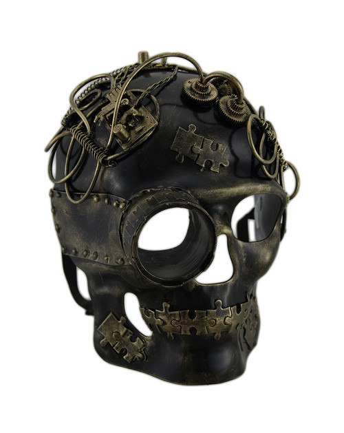 Metallic Steampunk Skull w/Monocle Costume Mask
