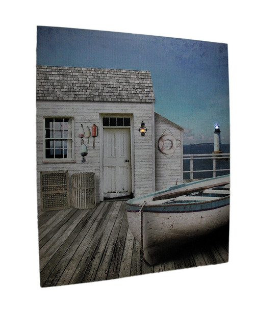 The Dockhouse LED Lighted Coastal Canvas Print 24 X 20 Inch