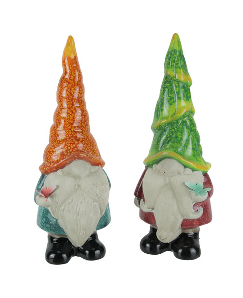 Pair of Colorful Whimsical Terracotta Nisse Gnome Statues