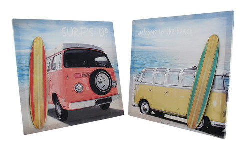Surf Van by the Beach 2 Piece 3D Canvas Print Set