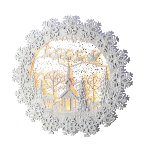 12.5" LED Lighted Snowflake Wreath Christmas Snow Globe