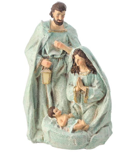 11.25" Glittered Blue and White Unique Shimmering Holy Family Christmas Decor