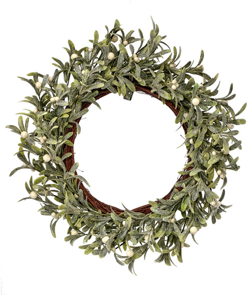 Frosted Mistletoe Berry Artificial Christmas Wreath, 22-Inch, Unlit