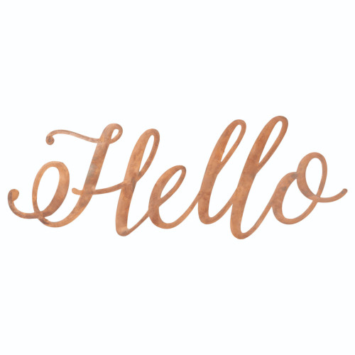 16.9" Bronze Contemporary 'Hello' Hanging Script Word Wall Sign