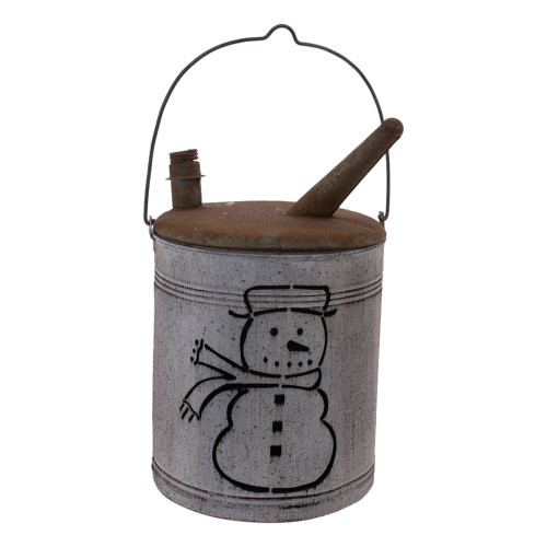 12" White and Brown Snowman Gas Can