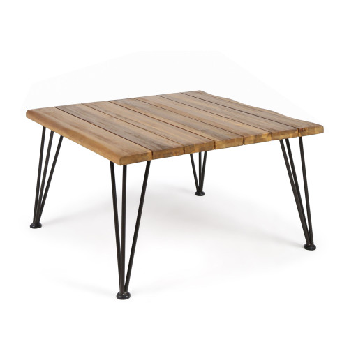 32.5" Brown and Black Traditional Square Outdoor Coffee Table