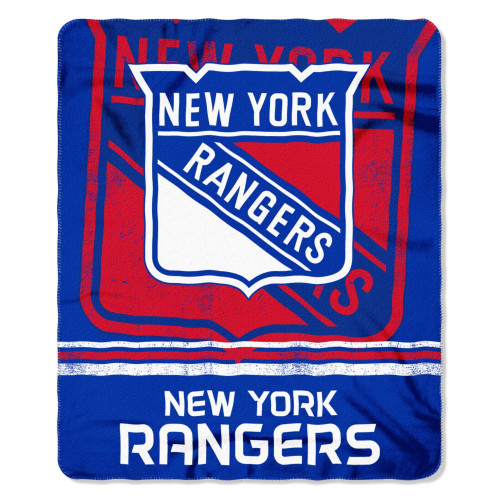 4' X 5' Blue, Red and White NHL New York Rangers Fleece Throw Blanket