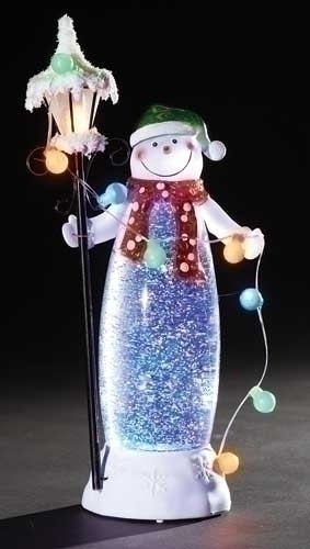 Pack of 2 LED Lighted Snowman with Snow-Covered Lamp Posts Christmas Figures 11.5"