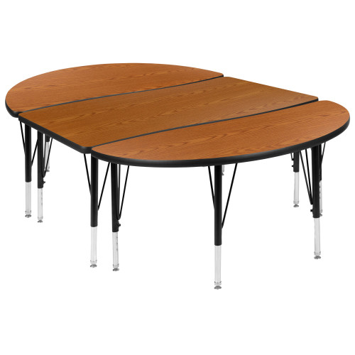 3-Piece Black and Brown Oval Collaborative Wave Activity Table Set 76"
