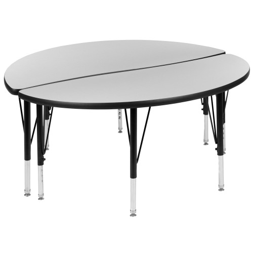 2-Piece Black and Gray Circle Collaborative Wave Activity Table Set 48"