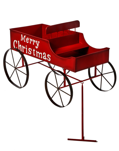 22.25" Red Unique Merry Christmas Wagon