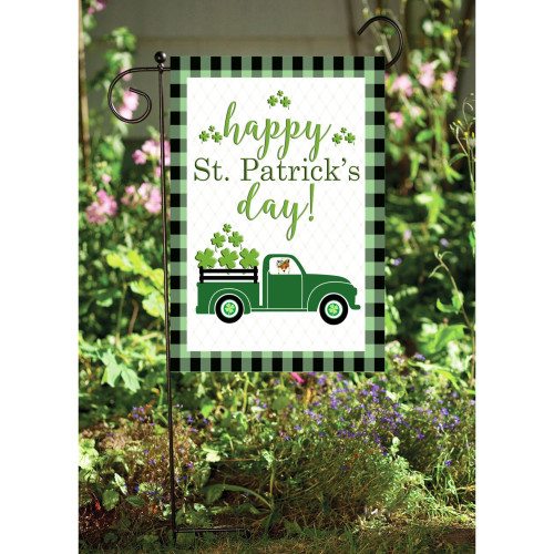 White and Green Vibrant St. Patrick's Day Themed Rectangular Garden Flag 18" x 12"