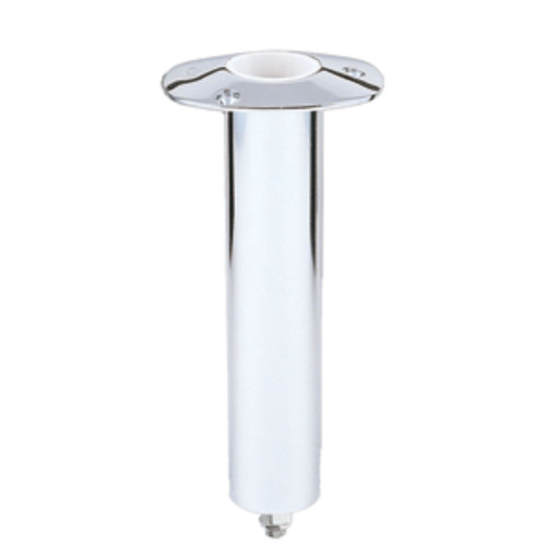 14" Silver and White Lee's 0 Degree Stainless Steel Flush Mount Swivel Base Rod Holder 2.25-Inch