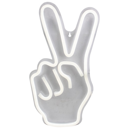 15” Bright White Neon Style Peace Fingers LED Lighted Wall Sign