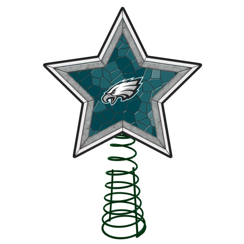 10" Lighted Green and Gray Star NFL Philadelphia Eagles Christmas Tree Topper