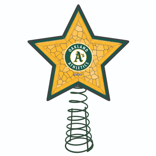 10" Lighted Yellow and Green Mosaic Style Star MLB Oakland Athletics Christmas Tree Topper