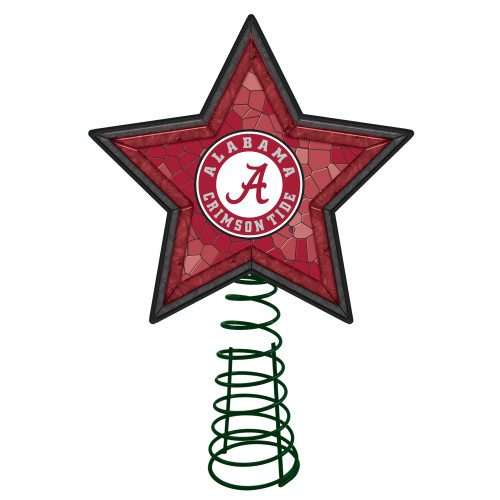 10" Lighted Red and White Mosaic Style Star NCAA Alabama Crimson Tide Christmas Tree Topper
