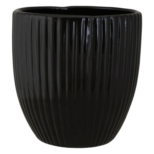 5.5" Black Textured Ceramic Flower Pot