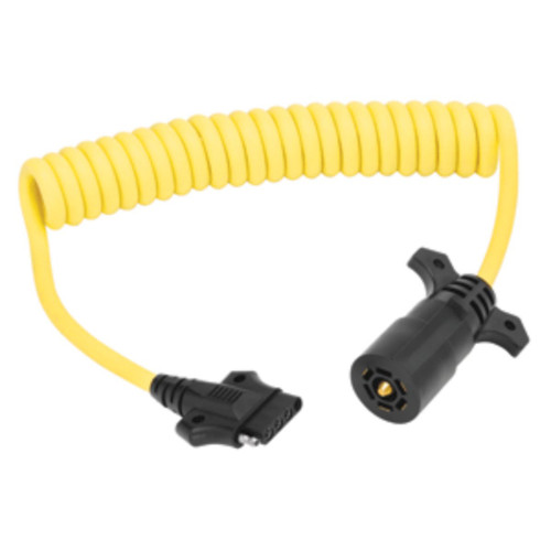 10" Yellow and Black Flat Car End Coiled Jumper with Cable