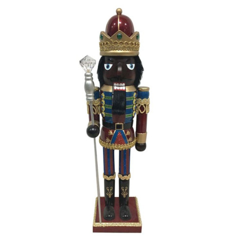 Pack of 6 Red and Green King with Jeweled Staff Tabletop Nutcrackers 15”