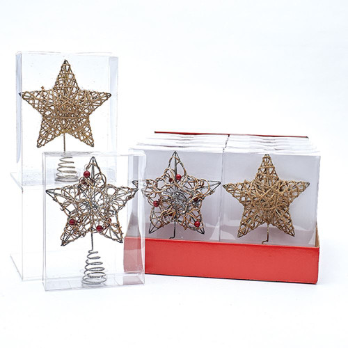 Club Pack of 12 Brown Nature Star Christmas Tree Toppers 6"
