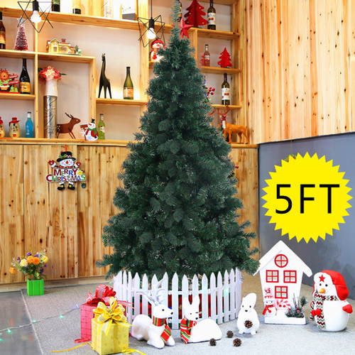 Costway 5Ft/6Ft/7Ft/8Ft Artificial PVC Christmas Tree W/Stand Holiday Season Indoor Outdoor Green - CM19722