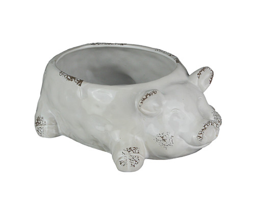 Adorable Weathered Glaze Dolomite Ceramic Smiling Pig Planter - TP-A3624-PK