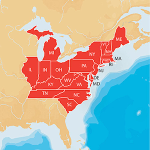 7" Blue and Red Lake Maps East on SD/micro SD