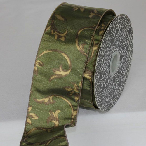 Olive Green Wired Craft Ribbon 2.5" x 20 Yards