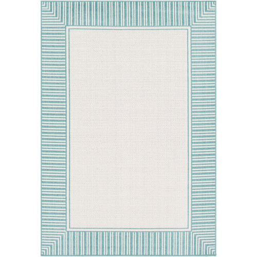 2.25' x 4.5' White and Blue Contemporary Area Throw Rug