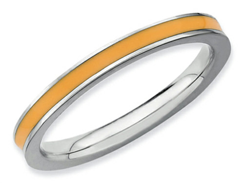 Stackable Expressions Sterling Silver Orange Enameled 2.25mm Stackable Ring - QSK148T7