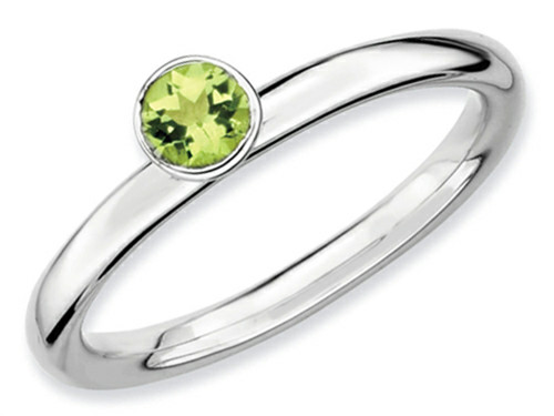 Stackable Expressions Sterling Silver High 4mm Round Peridot Stackable Ring - QSK465T8