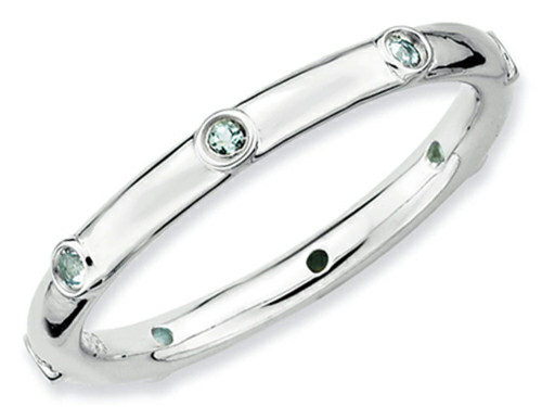 Stackable Expressions Sterling Silver Aquamarine Stackable Ring - QSK376T8