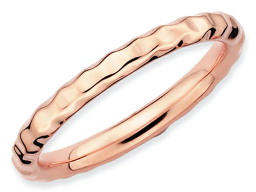 Stackable Expressions Sterling Silver Pink-plated Hammered Stackable Ring - QSK224T9