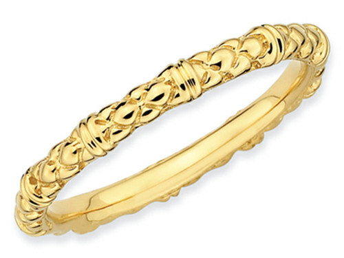 Stackable Expressions Gold Plated Sterling Silver Cable Stackable Ring - QSK206T10