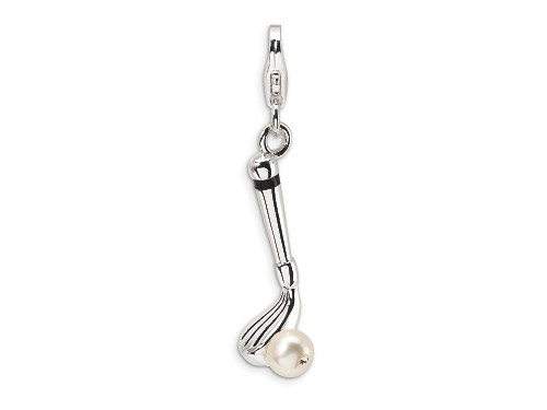 Amore LaVita Sterling Silver Freshwater Cultured Pearl Golf Club Lobster Clasp for Charm Bracelet QCC312T