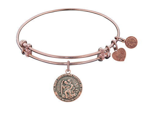 Angelica Collection St. Christopher Expandable Bangle in Brass