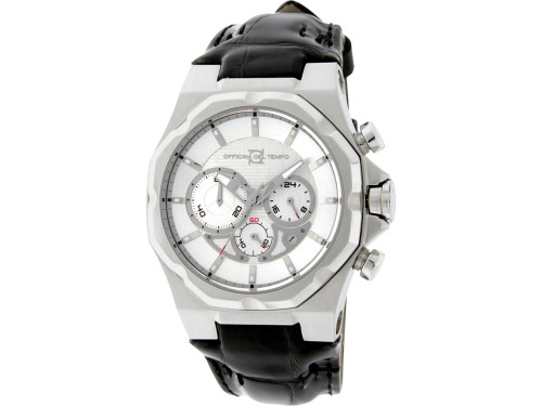 Officina Del Tempo Race II 42mm Chronograph Leather Band (OT1041/1100AN) Made in Italy in Stainless Steel