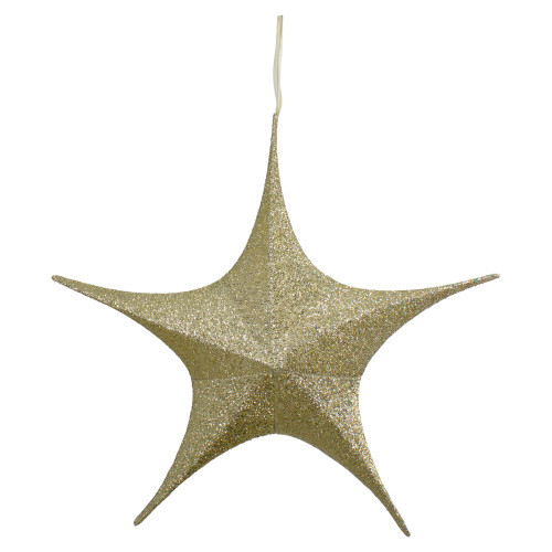 30" Gold Tinsel Foldable Christmas Star Outdoor Decoration